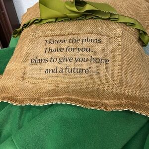 Source Unknown Brown and Green Rustic Pillow